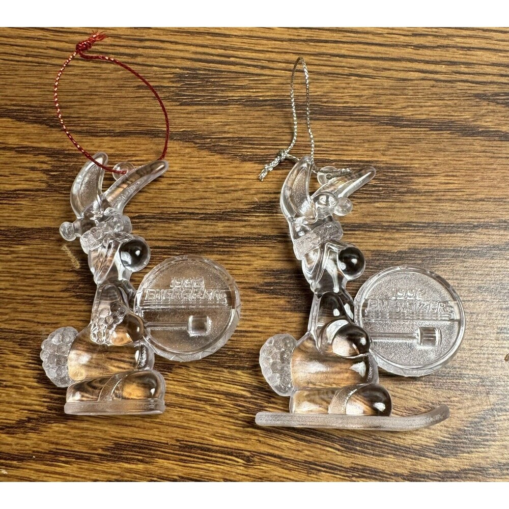 Energizer Bunny Friend Gift Acrylic Plastic Ornament Vintage 1992 Drum; Set Of 2